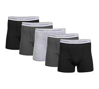 Gildan Men's Short Leg Boxer Briefs, Multipack, Black/Charcoal/Sport Grey Heather (5-Pack), Medium