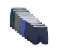 Gildan Men's Underwear Boxer Briefs, Multipack, Mixed Navy (10-Pack, Classic Length)