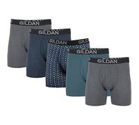 Gildan Men's Underwear Cotton Stretch Boxer Briefs, Multipack, HTHR Dark Grey/HTHR Navy/Shapes/Blue (5-Pack), X-Large