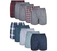 Gildan Men's Woven Boxers, Multipack, Mixed Red/Blue Assorted (10-Pack), Large