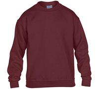 Gildan - Sudadera con cuello redondo Modelo Heavy Blend Unisex niño niña (Pequeña (S)/Granate)