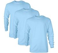 Gildan Ultra Cotton Long Sleeve T-Shirt, Style G2400, Multipack Camiseta, Azul Claro (Paquete de 3), S (Pack de 3) para Hombre