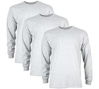 Gildan Ultra Cotton Long Sleeve T-Shirt, Style G2400, Multipack Camiseta, Gris Ceniza (Pack 3), L Hombre