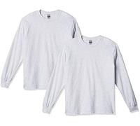 Gildan Ultra Cotton Long Sleeve T-Shirt, Style G2400, Multipack Camiseta, Gris Ceniza (Paquete de 2), S (Pack de 2) para Hombre