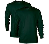 Gildan Ultra Cotton Long Sleeve T-Shirt, Style G2400, Multipack Camiseta, Verde Bosque (Paquete de 2), L (Pack de 2) para Hombre