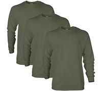 Gildan Camiseta de Manga Larga Ultra algodón, Estilo G2400, múltiple, Verde Militar (Paquete de 3), XXL (Pack de 3) para Hombre