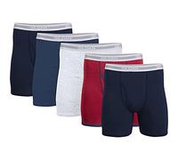 Gildan Underwear Boxer Briefs, Multipack Ropa Interior de Hombres, Azul Marino/Azul Marino Jaspeado/Gris Deportivo/Punto/Azul Marino (Paquete de 5, Longitud clásica), XXL (Pack de 5)