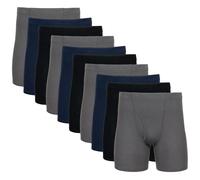 Gildan Underwear Covered Waistband Boxer Briefs, Multipack Ropa Interior de Hombres, Negro/carbón/Azul Marino (Paquete de 10), XXL (Pack