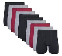 Gildan Underwear Covered Waistband Boxer Briefs, Multipack Ropa Interior de Hombres, Negro/Gris/Rojo, L (Pack de 10)