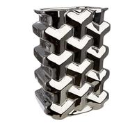 GILDE Apollo - Jarrón de cerámica, Altura 30 cm, Rectangular, Brillante, Plateado, jarrón Decorativo