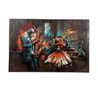 GILDE Bartime - Cuadro de metal (80 x 120 cm), diseño de músicos y pareja, rectangular, color azul, marrón y rojo