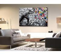 GILDE Cuadro decorativo grande XXL para salón - Imagen metálica graffiti diseño 3D efecto graffiti - multicolor gris multicolor - 120 x 80 cm