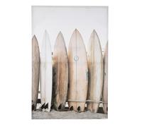 GILDE Cuadro Tabla de surf rectangular de madera y lienzo estructurado 120 cm de alto x 80 cm de ancho, color marrón