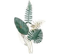 GILDE Decoración de pared XXL - 3D Metal imagen hojas helecho - Decoración Salón - Colores Verde Oro - 54 x 90 cm