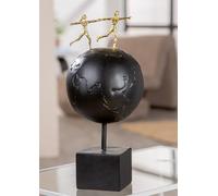 GILDE Escultura Alrededor del Mundo de Resina Negra Mate, Aspecto metálico, Tierra y par, 34 cm de Alto
