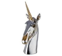 GILDE Escultura Aurex Unicornio de Resina - Brillante - Plata - Altura 48 cm x Ancho 29 cm - Figura Decorativa