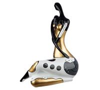 GILDE Escultura de jazmín de Resina, diseño gráfico, Aspecto metálico, Blanco y Negro, 56 cm de Alto x 39 cm de Ancho