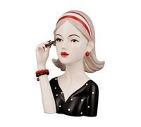 GILDE Escultura Decorativa para Mujer, Color Negro, máscara de Boca roja, decoración de salón, Altura 26 cm, Color Negro, Rojo y Crema