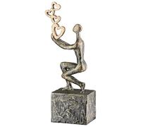 GILDE Escultura Flying Hearts - Bronce - Resina - Acabado Antiguo - diseño de corazón - Altura 24 cm x Ancho 10 cm - Decoración