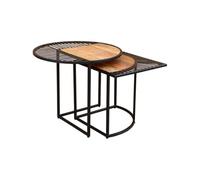 GILDE Farsi - Juego de 2 mesas auxiliares (Metal, Revestimiento de Polvo, 60 x 60 cm), Color Natural y Negro