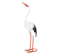 GILDE Figura de cigüeña de Metal - Blanco - Altura 58 cm - diseño de pájaro - decoración - jardín - Escultura - Estatua para Exteriores