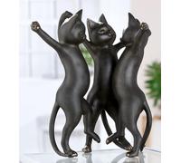 GILDE Figura de Gatto - Resina Negra Metalizada de Gato, Altura: 30,5 cm, Ancho: 26 cm, Profundidad: 21 cm, decoración, Escultura, decoración del hogar, Regalo