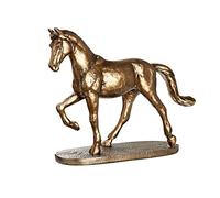 GILDE Figura Decorativa de Animal, Estatua de Caballo, Coleccionable, de Resina, para salón, Vitrina, alféizar de Ventana, Color: Bronce Antiguo, Altura 22,5 cm