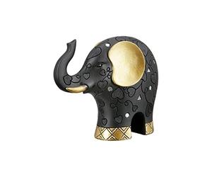 GILDE Figura Decorativa de Elefante Moderna Escultura de Resina - Decoración Salón Color: Negro y Dorado - Altura 20 cm