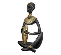 GILDE Figura Decorativa de Resina - Decoración Africana Safari - Color: Negro y Dorado - Altura 32,5 cm