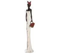 Gilde Figura decorativa de tortuga africana, resina, color: marrón, blanco crema con cesta de frutas, altura de 82 cm