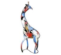 GILDE Figura Decorativa Grande de Jirafa XL - Escultura de Metal Hecha a Mano y Pintada a Mano - Decoración Regalo - Multicolor Altura 64 cm