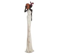 Gilde Figura Decorativa XL de Mujer Africana Tortuga, poliresina, Altura 82 cm, Color marrón, Crema y Blanco