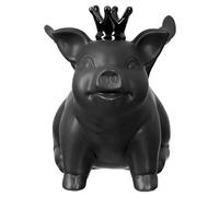 GILDE Figura King de cerámica - Cerdo en Negro Brillante/Mate - Altura 33 cm - Decoración - Escultura - Coleccionable - Regalo - Accesorio para el hogar