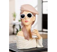 GILDE Figura Lady Adeline de Resina Blanca con Superficie Texturizada, 28 cm de Alto, 18 cm de Ancho, 13 cm de Profundidad, Forma de Mujer