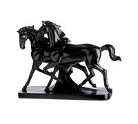 GILDE Figura Luna & Casanova - diseño de Caballos - Resina - Negro - Altura 27 cm x Ancho 34 cm