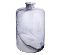 GILDE Florero de Cristal con Cuello de Fumo, Altura 32 cm x diámetro 20 cm, Color Blanco y Negro