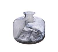GILDE Florero de Cristal Fumo, Color Blanco y Negro, Altura 18,5 cm x diámetro 22 cm, jarrón Decorativo