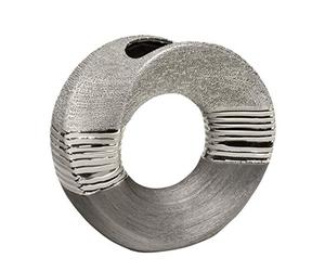 GILDE florero Moderno jarrón de cerámica jarrón de Mesa florero Decorativo florero con Agujero Gris Plata, 7x18x17 cm