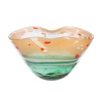 GILDE GLAS art Cuenco de cristal para sandía, cristal, verde, naranja, diseño moteado, apto para alimentos, ancho 28 cm