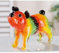 GILDE GLAS art Figura Decorativa de Perro - Escultura Hecha a Mano - Cristal Macizo teñido - Regalo y decoración Multicolor Ancho 24 cm