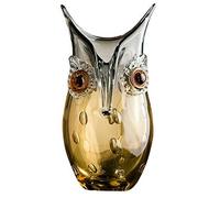 GILDE GLAS art Jarrón de diseño de búho - Objeto Decorativo Hecho a Mano de Cristal H 27 cm