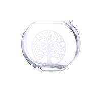 GILDE GLAS art Jarrón Decorativo de Cristal - con diseño de árbol de la Vida - Moderna decoración salón Regalo para Mujeres - Color: Transparente, Altura 23 cm