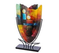 GILDE GLAS art Jarrón Decorativo Grande - jarrón de Cristal Pintado a Mano con Soporte de Metal - Decoración Salón Altura 49 cm Multicolor