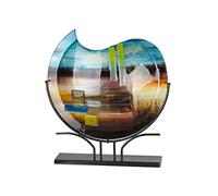 GILDE GLAS art Jarrón sobre Soporte - Decoración de salón - Pintado a Mano 47,5 cm