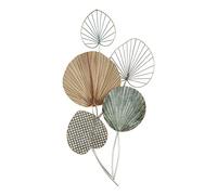 GILDE Gran decoración de pared en relieve XL de metal, con 5 hojas, 90 x 48 cm