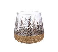 GILDE Greenery - Portavelas (Cristal, Forma cónica, 20 x 20 cm), diseño de Hojas, Color Verde