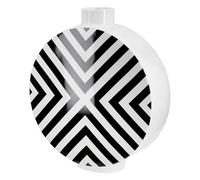 GILDE Jarrón con Tapa de cheurón, diseño gráfico, Redondo, esmaltado, Negro, Blanco, Altura 33 cm