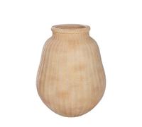 GILDE Jarrón de Suelo Weave de Resina - abombado - patrón Tejido - Crema - Altura 58 cm x diámetro 45 cm - jarrón Decorativo