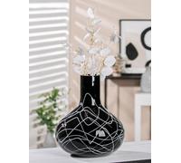 GILDE Jarrón Decorativo Blanco y Negro - Moderno jarrón Decorativo de Cristal - Jarrón de Cristal - Altura 28 cm