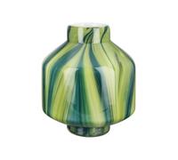 GILDE Jarrón Decorativo de Cristal, jarrón de Cristal abombado, Regalo para Mujeres, Regalo de cumpleaños, Color: Verde y Blanco, Altura 22 cm